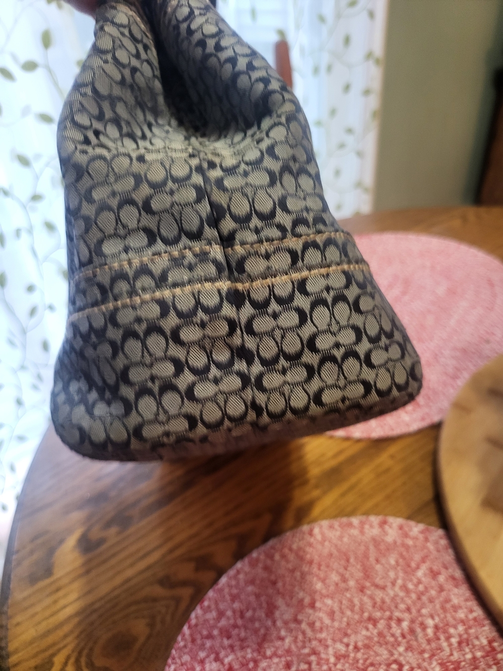 Vintage 2003 Coach Signature Tote – Blue Leather Trim & Silver Hardware 16x11x4 - Picture 8 of 12